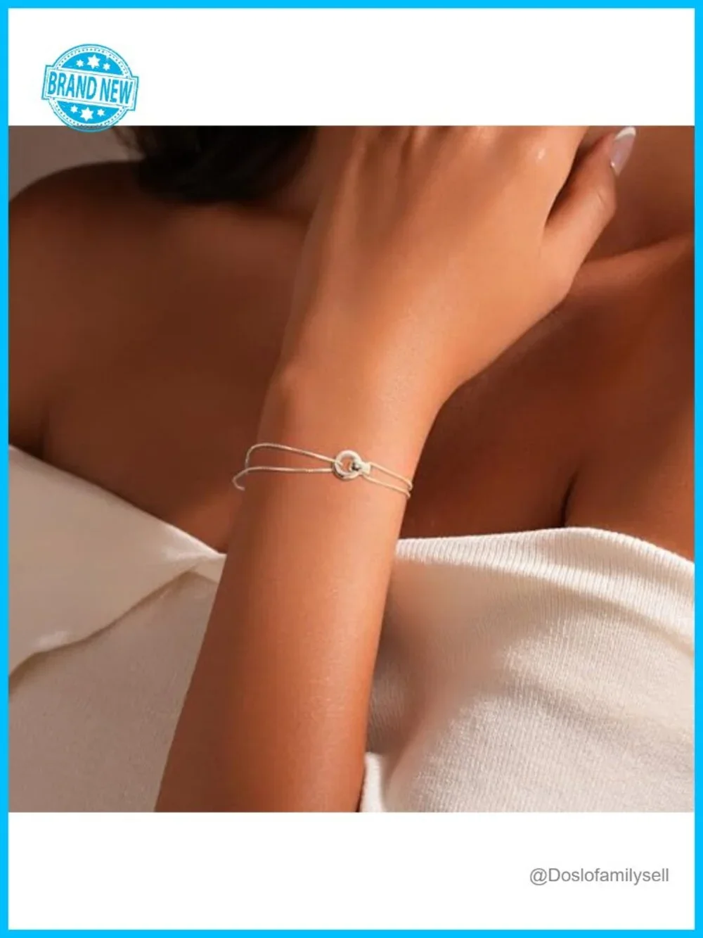 925 Sterling Silver Mother Daughter Interlocking Bracelet Adjustable Stackable